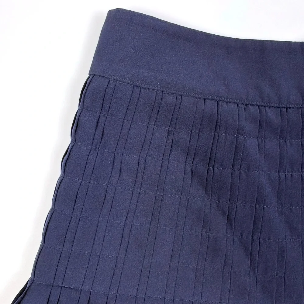 J Crew Pleated Drop Waist Mini Skirt Womens Sz 4 Navy Blue Preppy Tennis Academa